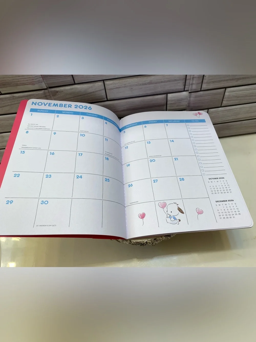 Hello Kitty & Friends ❤️  Monthly 17 months Planner Aug.2026 to Dec.2027 Pink